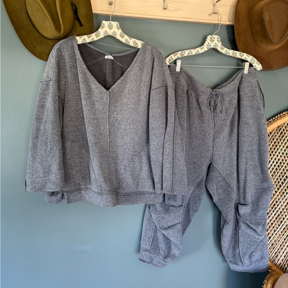Free People Day Off Fleece Set gray sz large - Picture 2 of 16